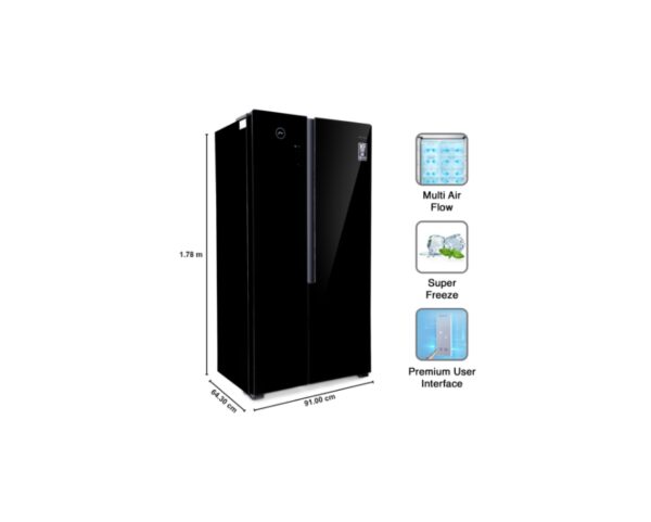 Godrej 564L Frost Free Side by Side Refrigerator with Glass Door, Multi Air Flow Technology (Glass Black, RS EONVELVET 579 RFD GL BK) - Image 7