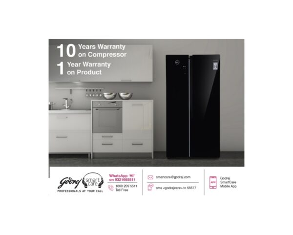 Godrej 564L Frost Free Side by Side Refrigerator with Glass Door, Multi Air Flow Technology (Glass Black, RS EONVELVET 579 RFD GL BK) - Image 3