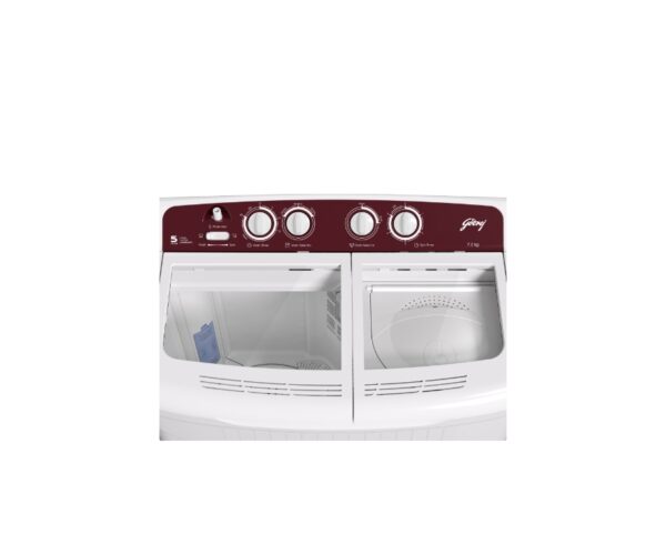Godrej Edge Classic 7.2 Kg Semi-Automatic Top Loading Washing Machine,Tri-Roto Scrub Pulsator, Tough Glass Lid (WS EDGE CLS+ 7.2 TN3 M WNRD, Wine Red) - Image 5